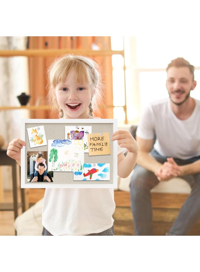 Cork Board with Linen White,Bulletin Board 30 cm x 40 cm Hanging Corkboards for Office Home School Message Board or Vision Board Decoration - Image 5